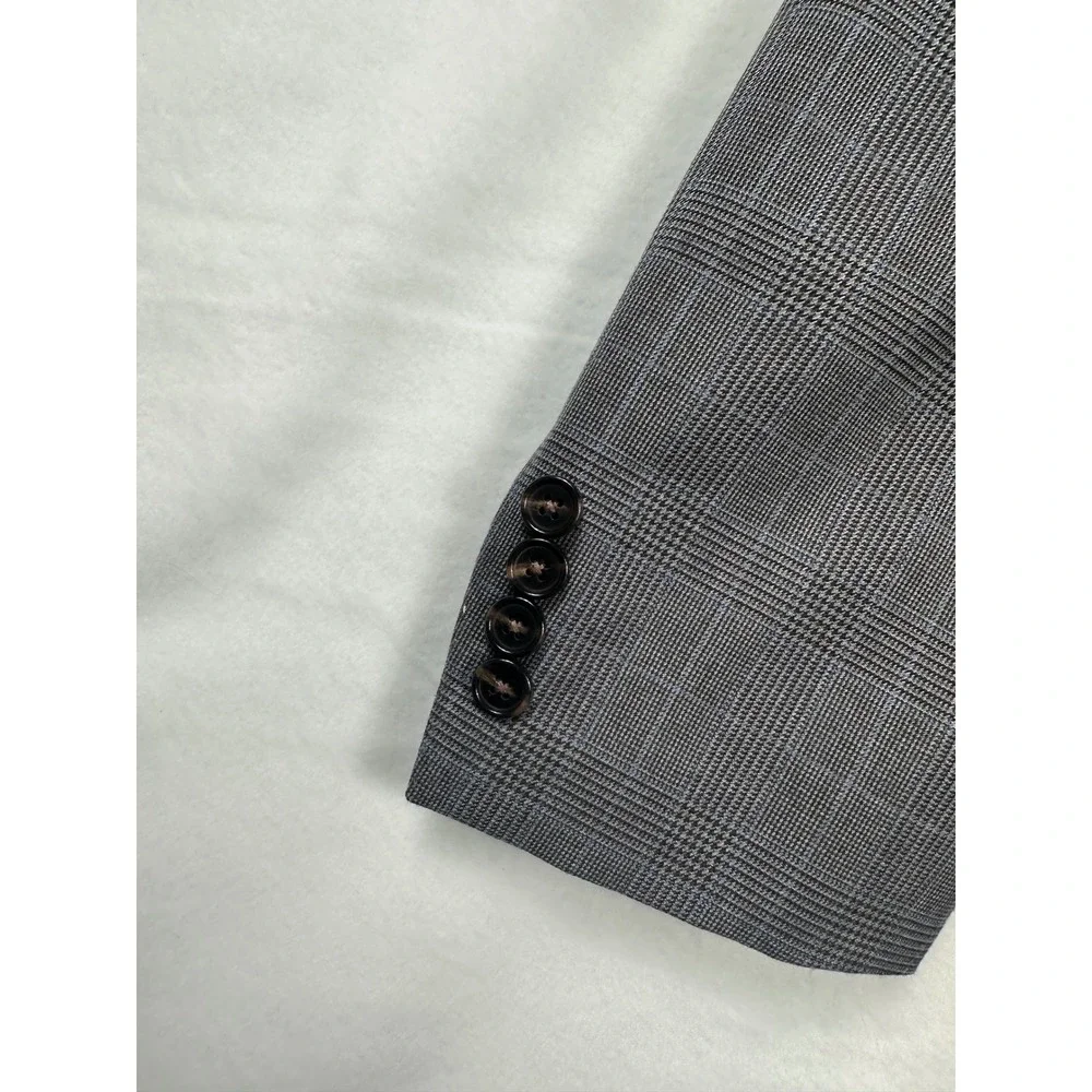 Ralph Lauren Men's Gray Plaid Two‎ Button Blazer Sport Coat Jacket